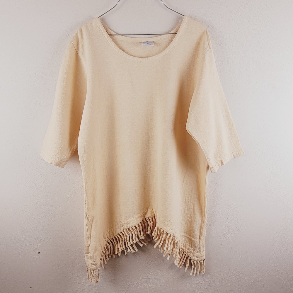 Sea Breeze of California Size Small Cotton Gauze Boho Tunic Top Tassel Hem USA